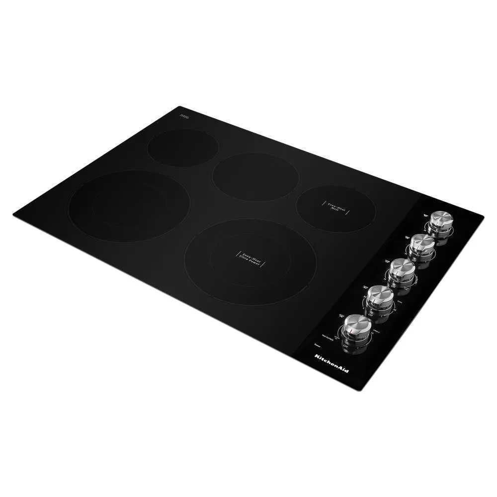 Kitchenaid KCES550HBL 30" Electric Cooktop with 5 Elements and Knob Controls