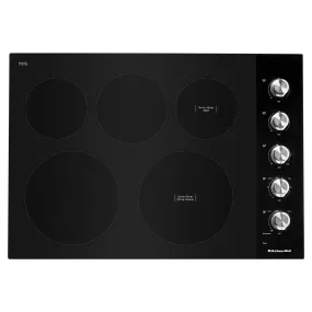 Kitchenaid KCES550HBL 30" Electric Cooktop with 5 Elements and Knob Controls