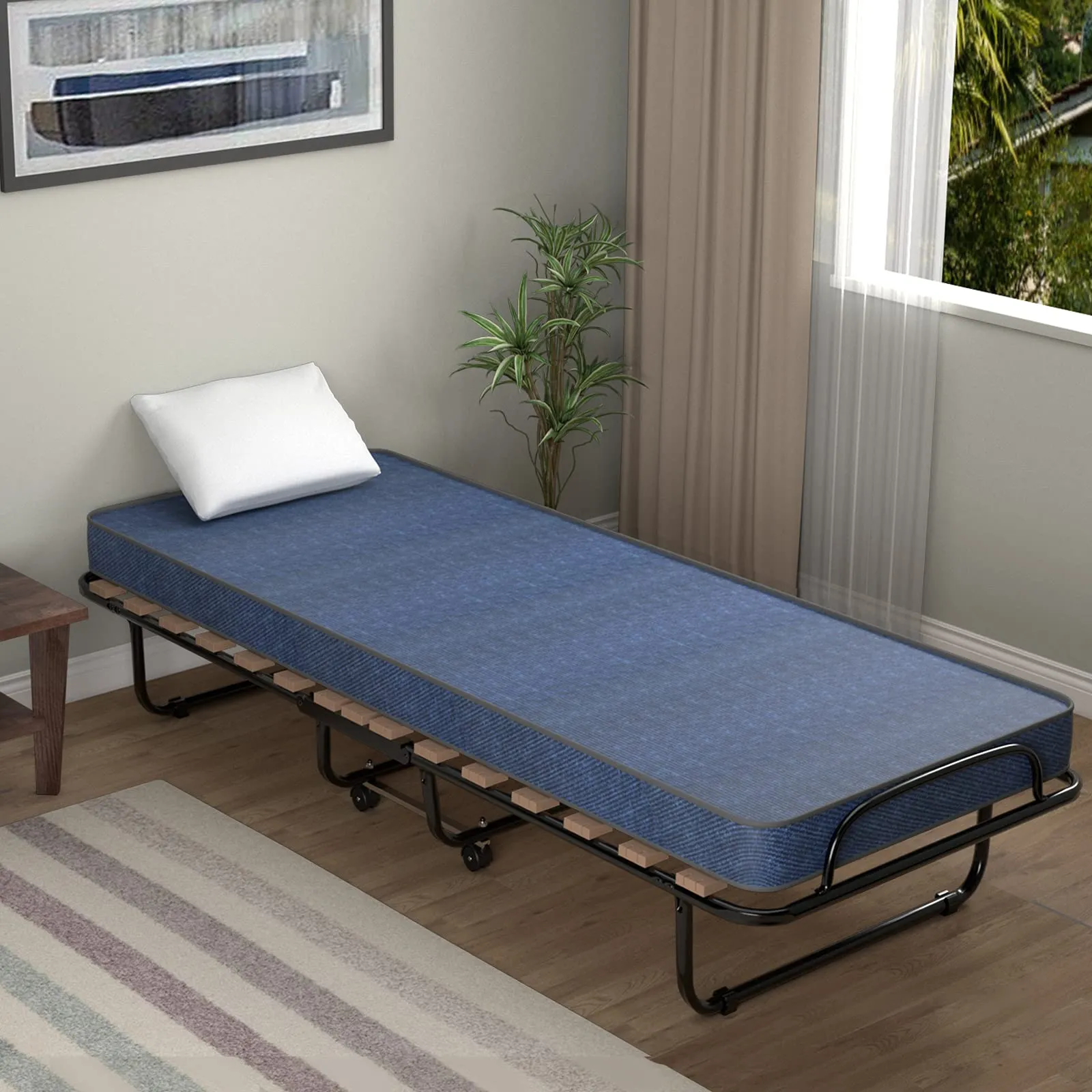 KOMFOTT Guest Bed Frame Rollaway with Mattress for Adults