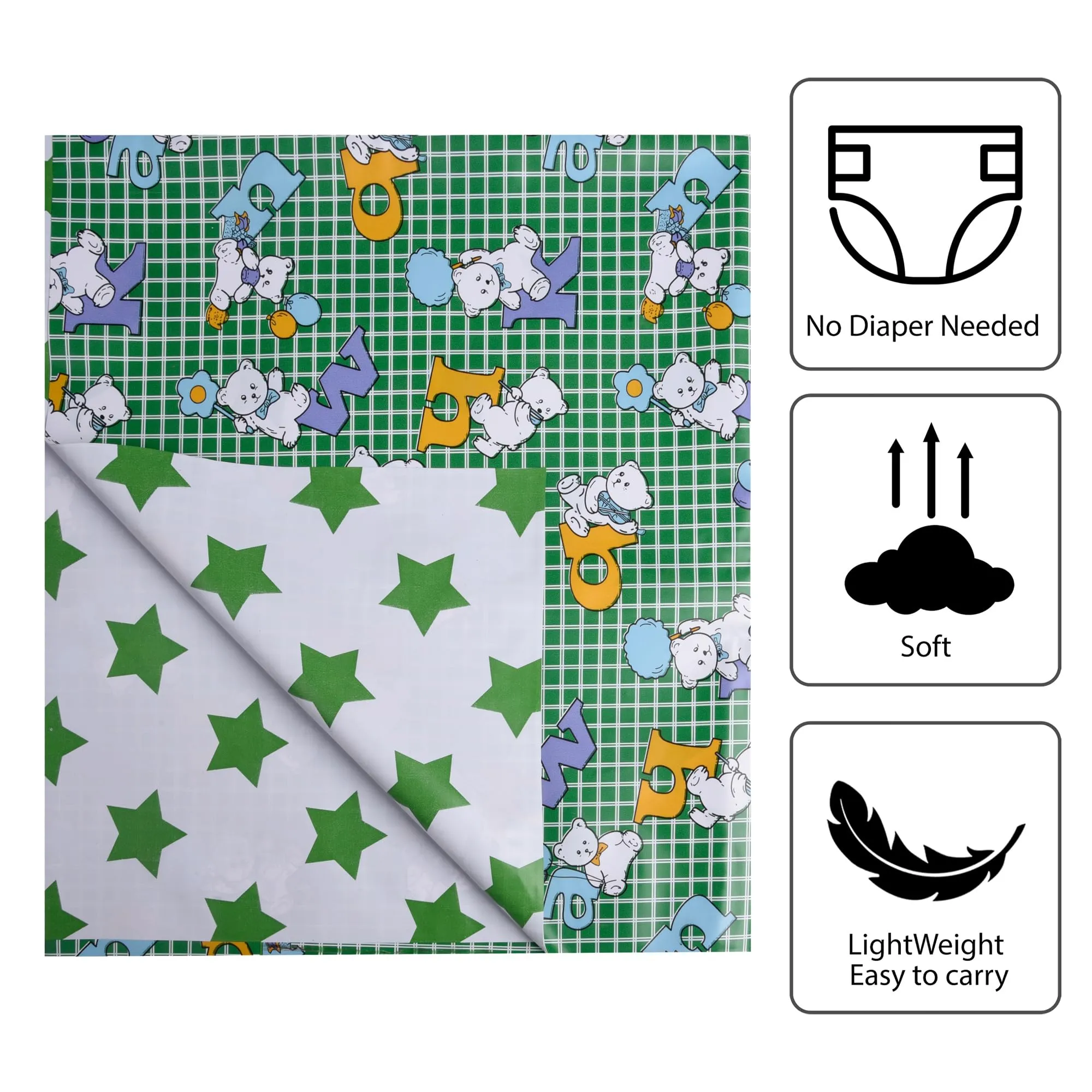 Kuber Industries Baby Sheet | Reversible Baby Plastic Sheet | Crib Sheet for Baby | Bed Wetting Protector Sheet | Baby Mattress Sheet for Baby | Toddler Bed Sheet | 100x100 CM | Green