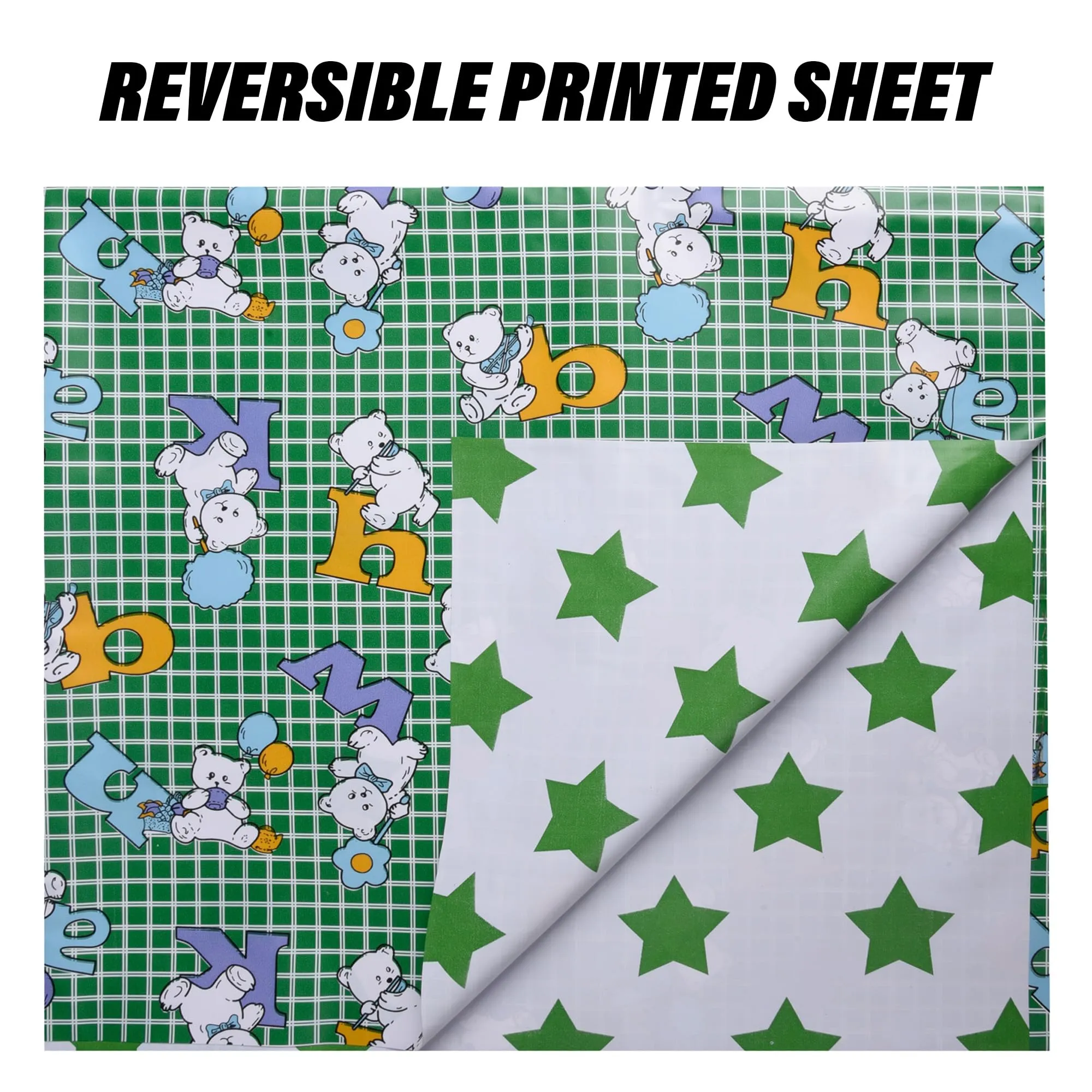 Kuber Industries Baby Sheet | Reversible Baby Plastic Sheet | Crib Sheet for Baby | Bed Wetting Protector Sheet | Baby Mattress Sheet for Baby | Toddler Bed Sheet | 100x100 CM | Green