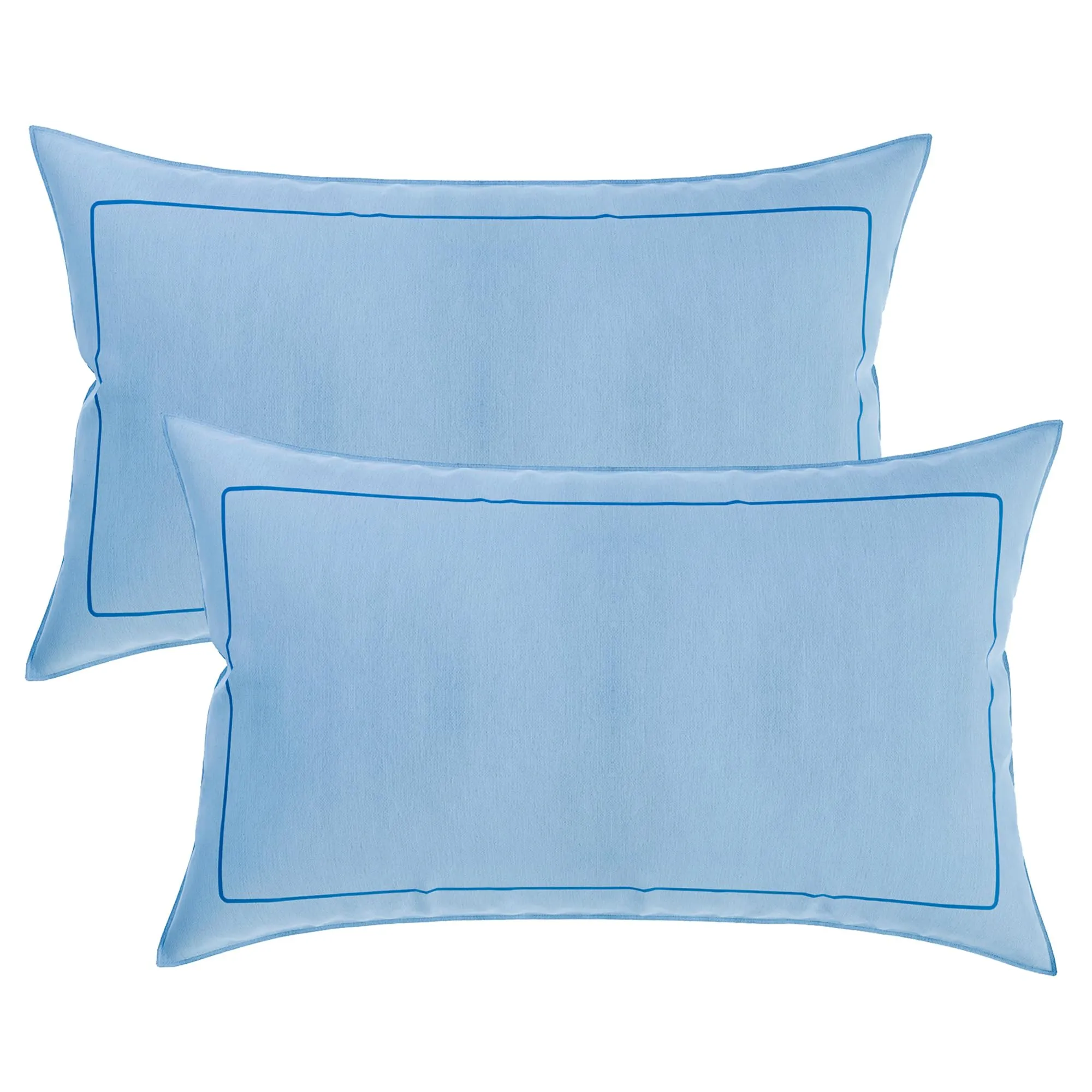 Kuber Industries Pillow Cover | Cotton Pillow Cover | Pillow Cover for Bedroom | Cushion Pillow Cover for Living Room | Plain Border Pillow Cover Set | Set of 2 | Sky Blue