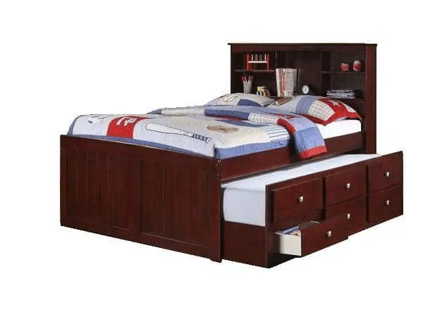 Landon Full Captains Bed with Bookcase Headboard