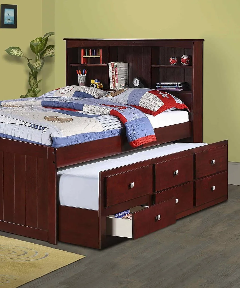 Landon Full Captains Bed with Bookcase Headboard