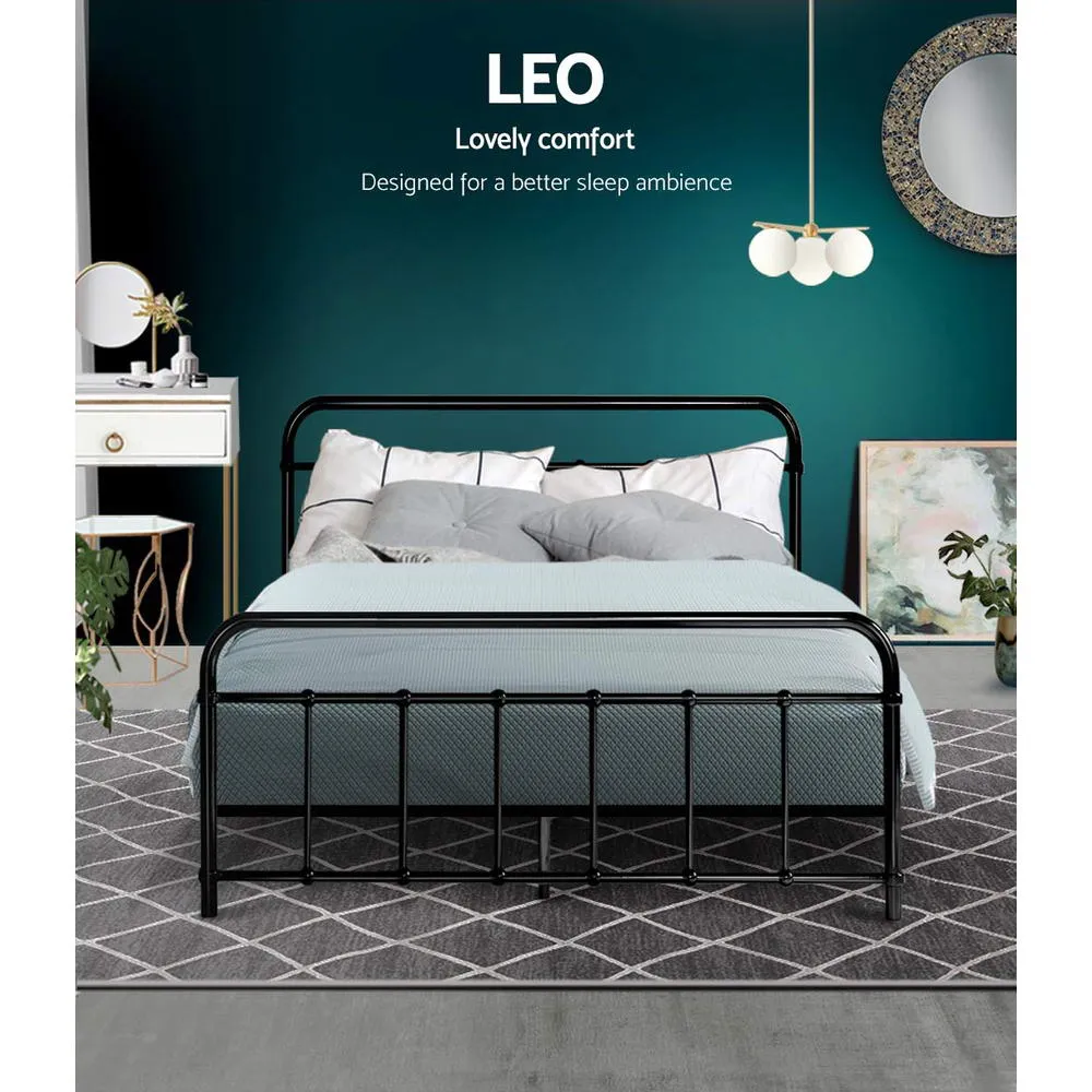 Leo Metal Double Bed Frame Black