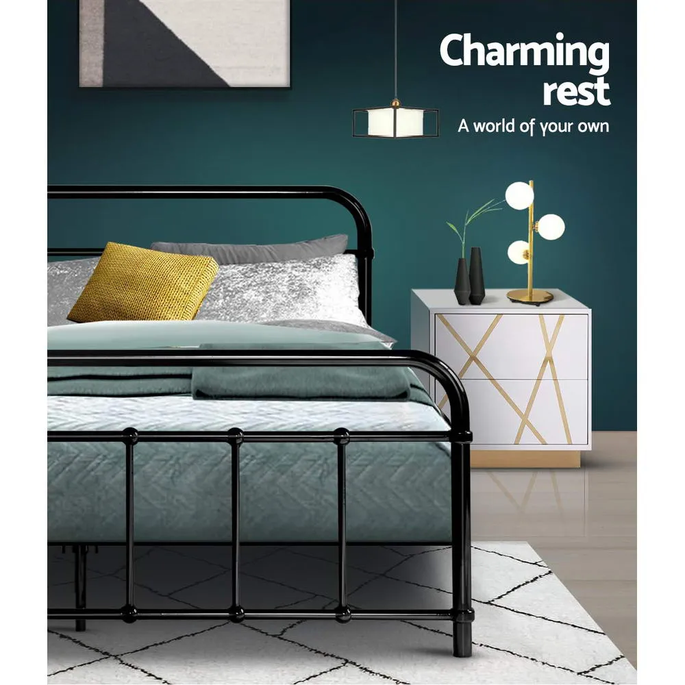 Leo Metal Double Bed Frame Black