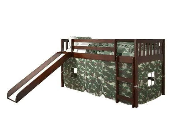 Lincoln Low Loft with Slide & Camouflage Tent