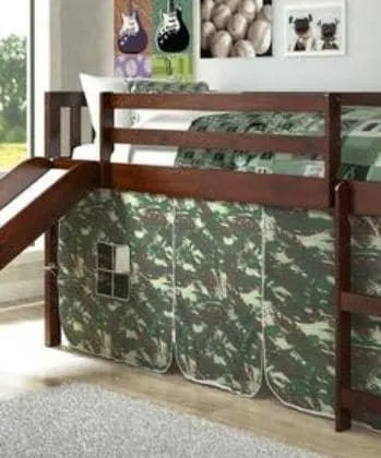 Lincoln Low Loft with Slide & Camouflage Tent