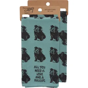 Love And A Bulldog Kitchen Towel