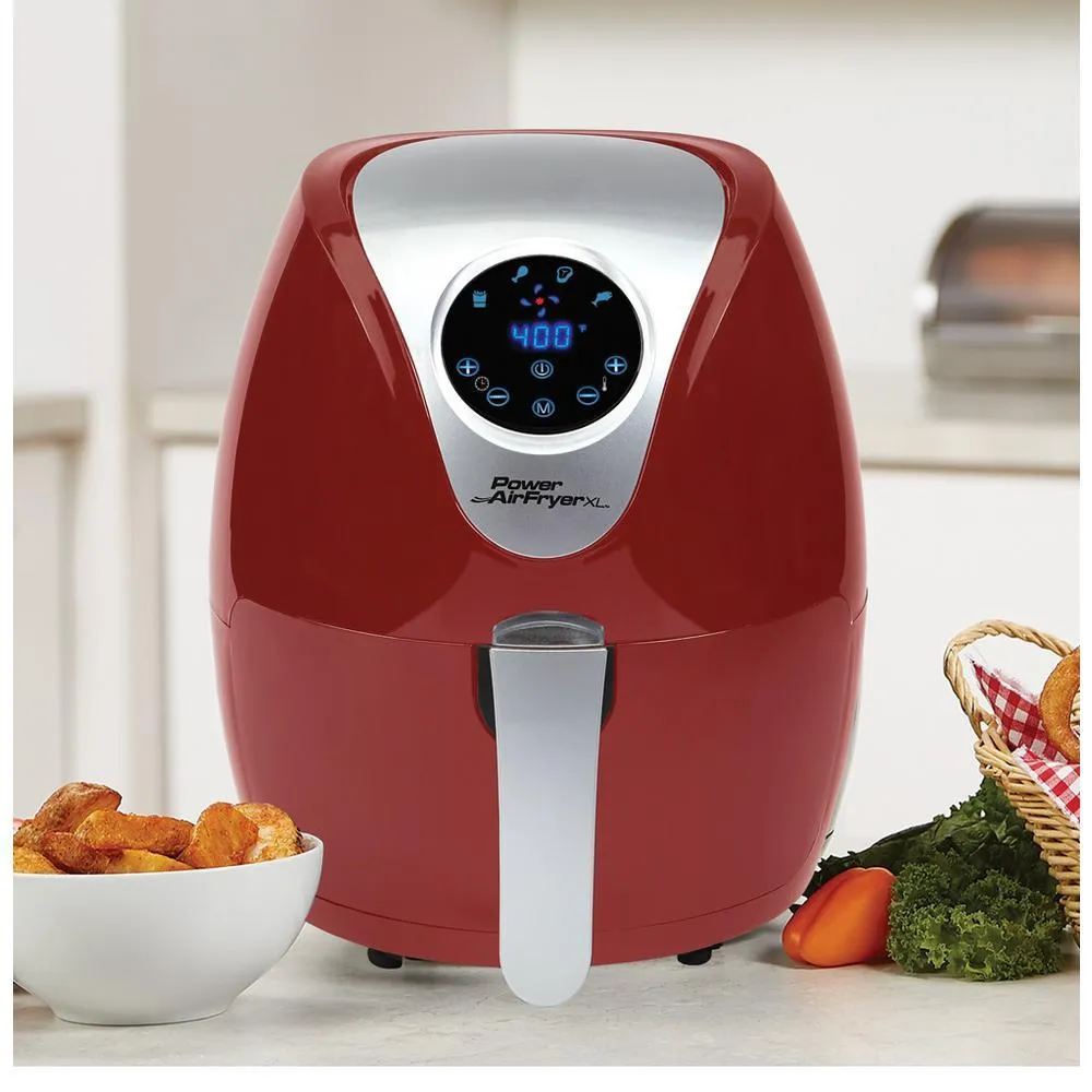 Lowest Price Ever: Power XL 2.4-qt Digital 1200W Air Fryer with Recipes and Divider (RENEWED)