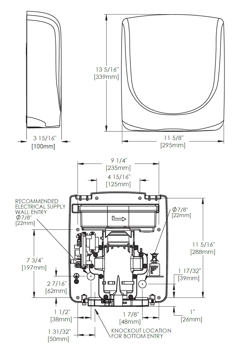 <strong>CLICK HERE FOR PARTS</strong> for the First Generation Q-973A VERDEdri World Dryer Automatic Brushed Stainless Steel