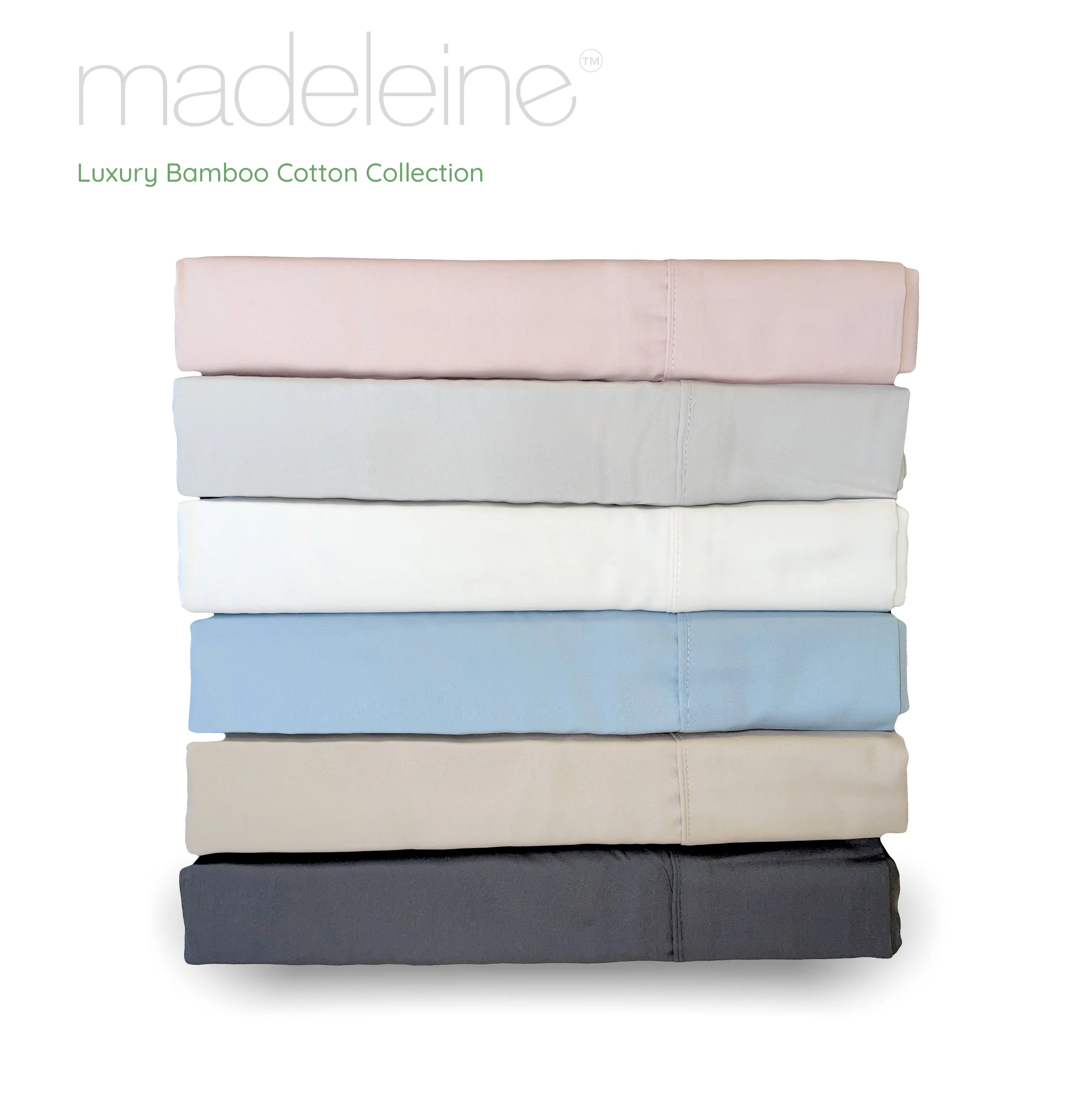 Madeleine Hotel Linen Bamboo Cotton Sheets Set - Silver