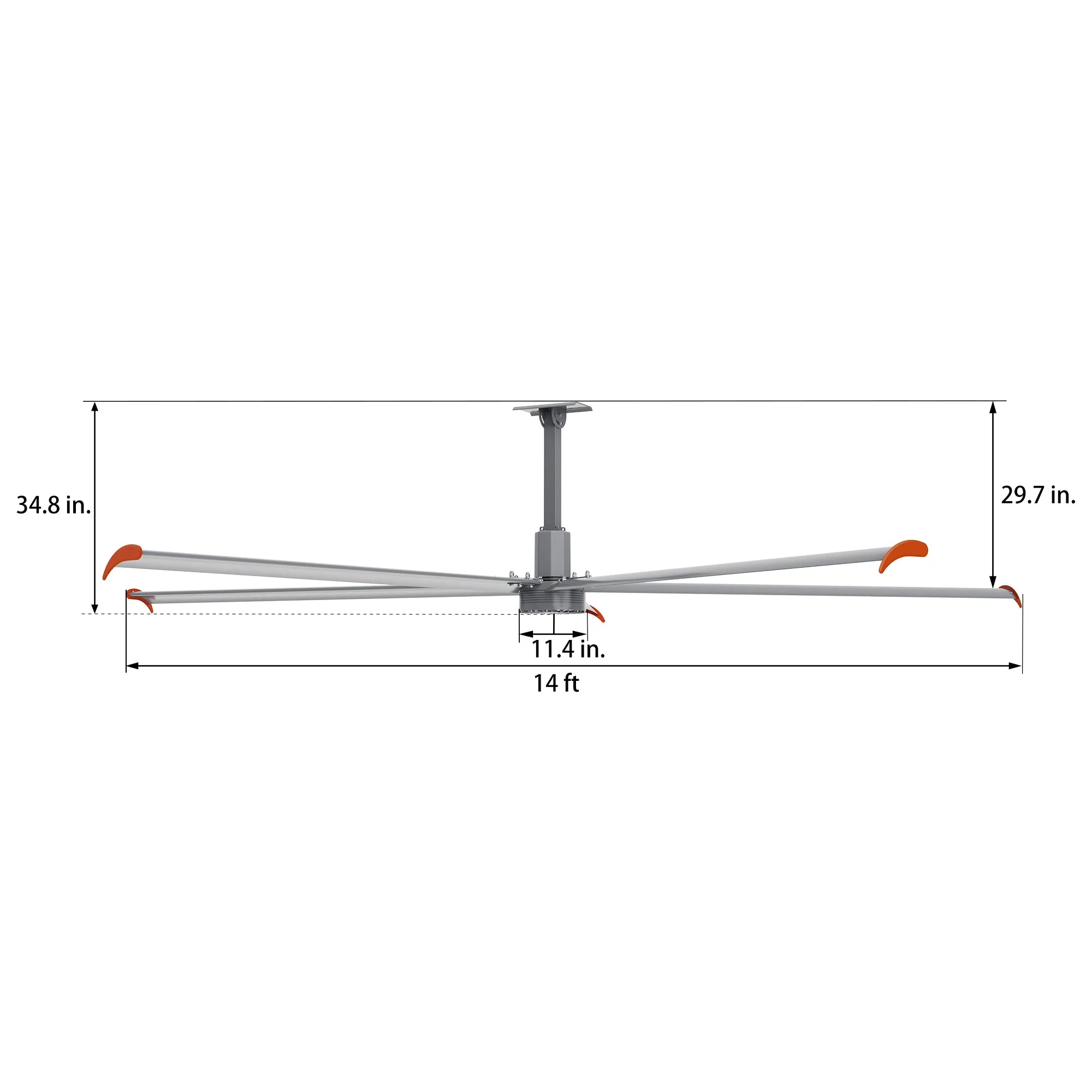 MAKANI 5-Blade 14ft 480V Industrial HVLS Fan with Wall Control - Silver