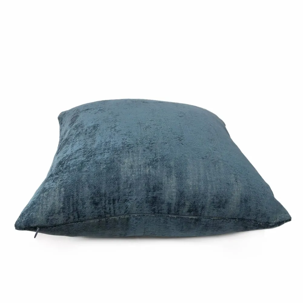 Marsden Two Tone Blue Distressed Chenille Texture Pillow Cover