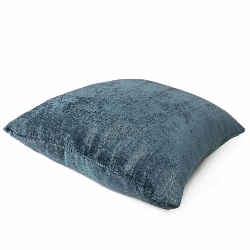 Marsden Two Tone Blue Distressed Chenille Texture Pillow Cover