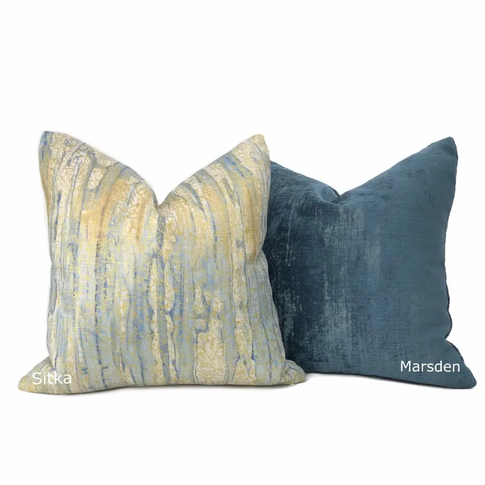 Marsden Two Tone Blue Distressed Chenille Texture Pillow Cover