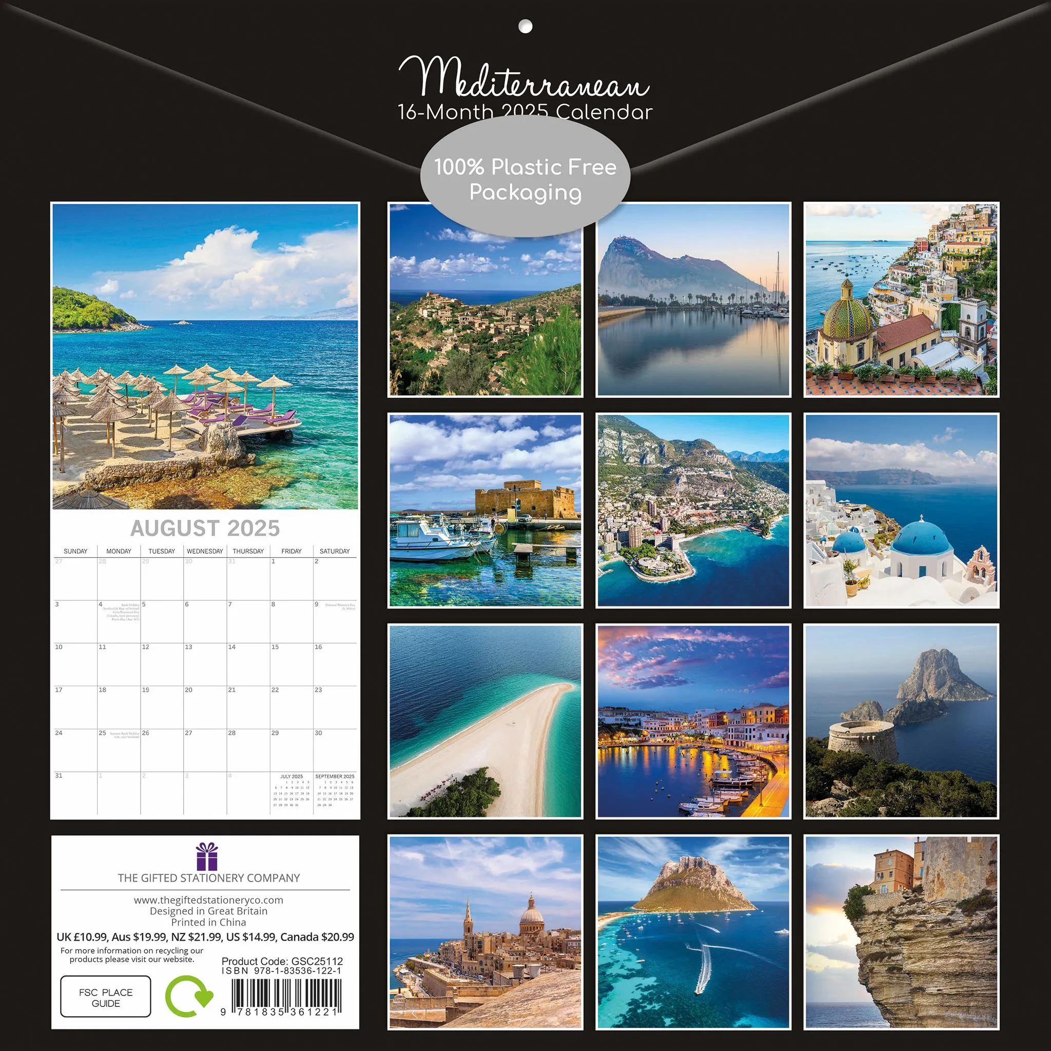 Mediterranean Wall 2025 Calendar