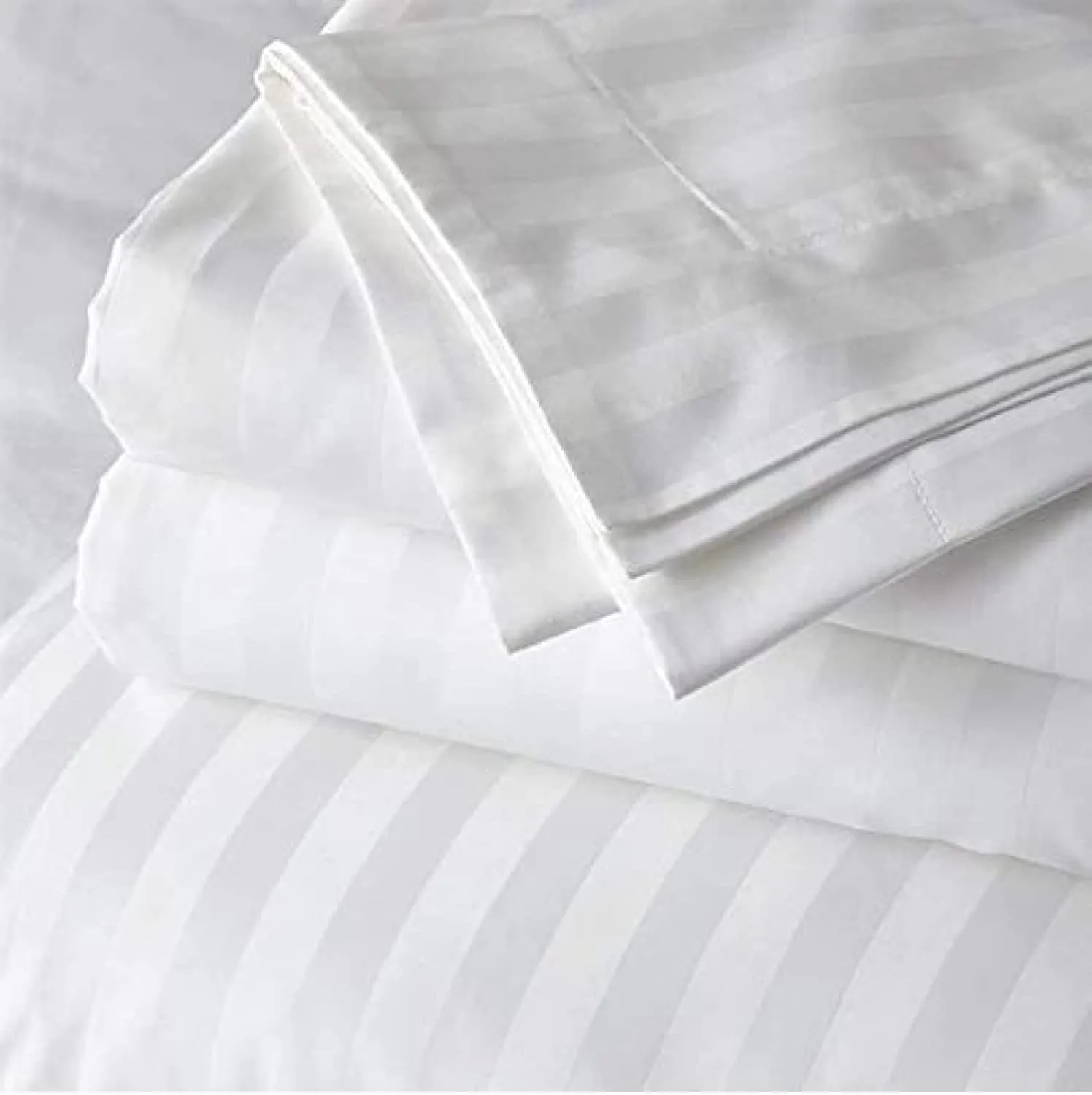 Micropoly Striped Pattern Double Bed Bedsheet With 2 Pillow Covers For Home/Hotels BY SUPT