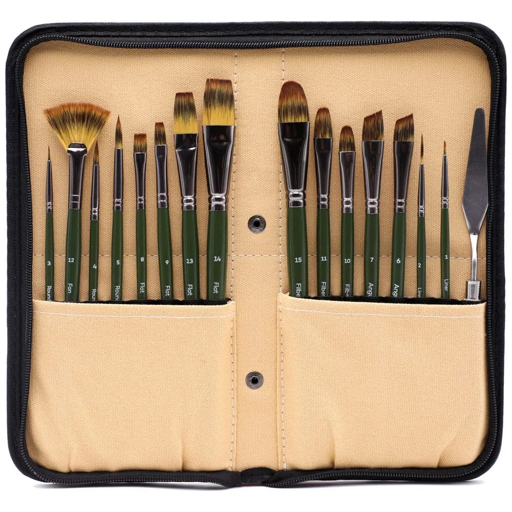 Mont Marte Artist Brush Set w/ Easel Wallet 17pc