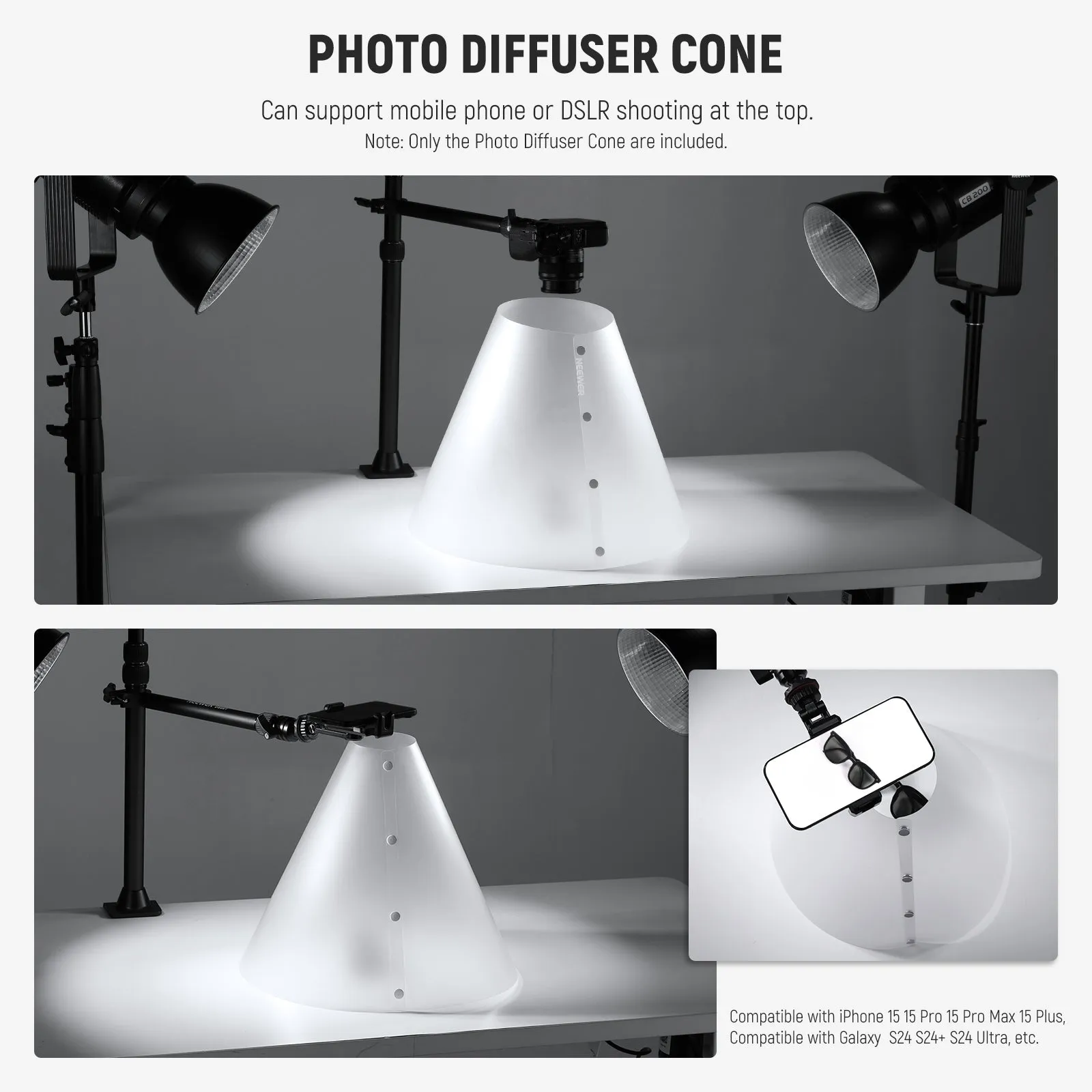 NEEWER NK001 3 Pack Light Cone Photography Diffusers