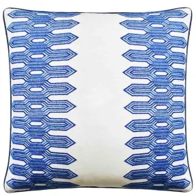 Nola Stripe Embroidery Navy Decorative Pillow Ryan Studio