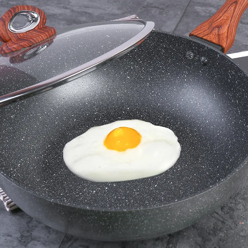 Non-stick Marble Wok Stirfry Pan, 30cm, Medical Stone Coat