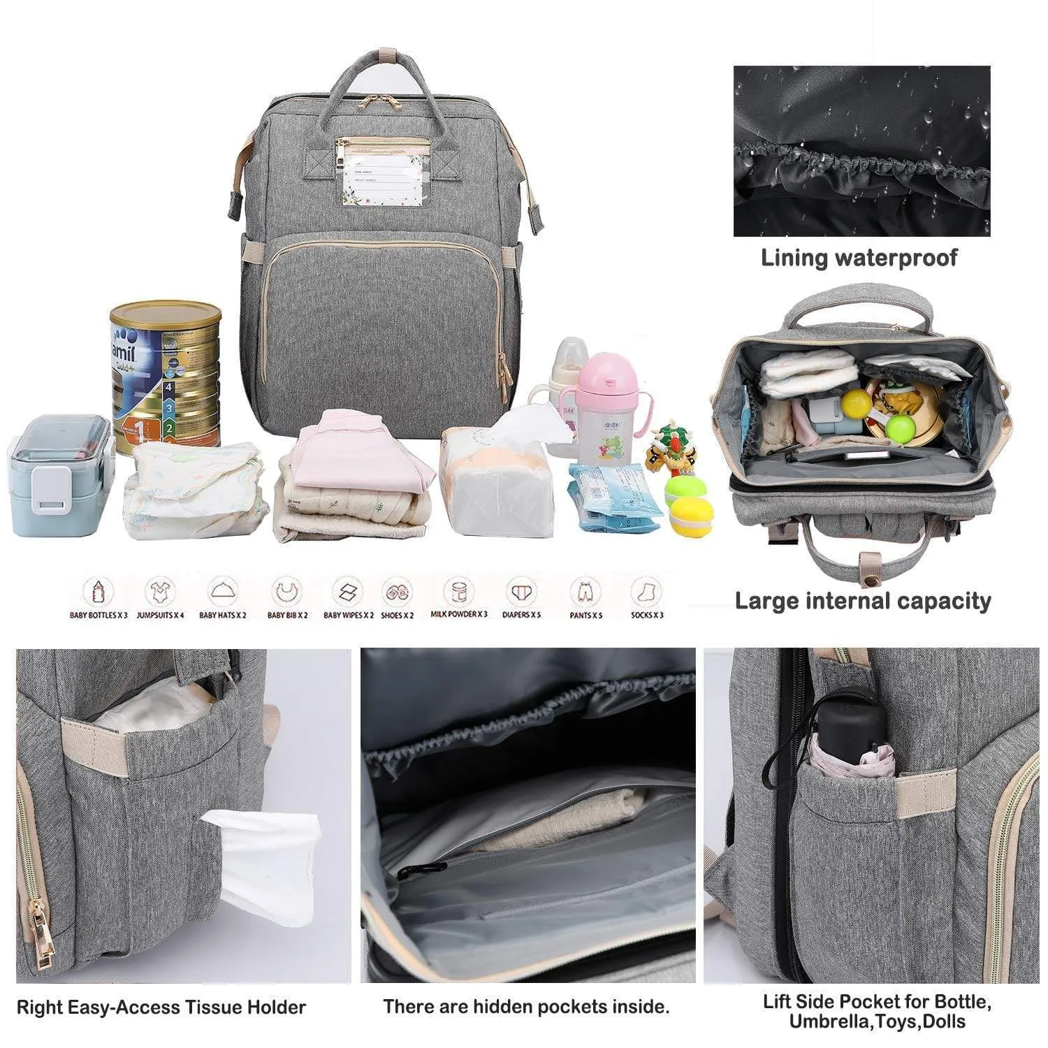 NYC - Easy Travel (Changing Station    Portable Folding Crib) Diaper Bag Backpack