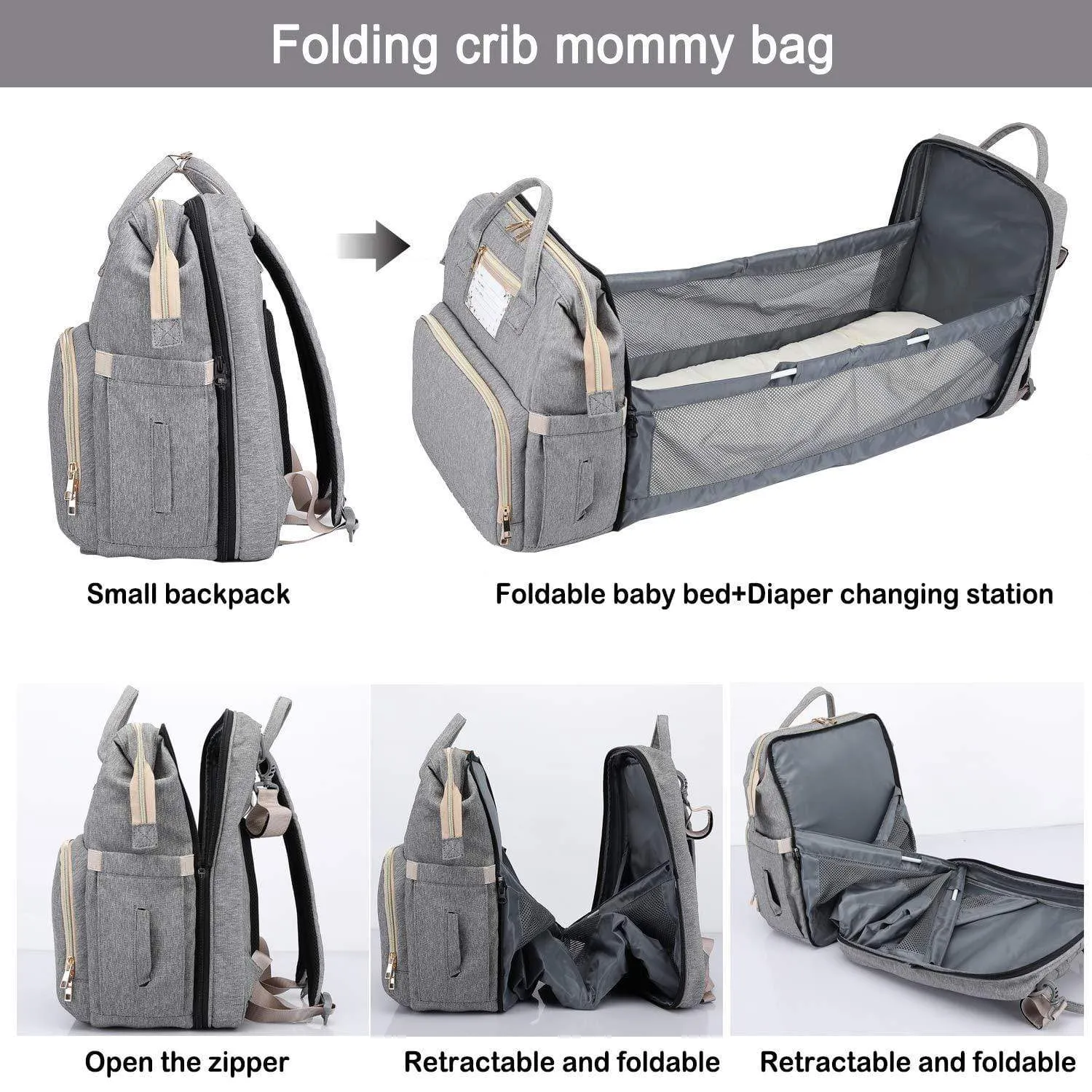 NYC - Easy Travel (Changing Station    Portable Folding Crib) Diaper Bag Backpack