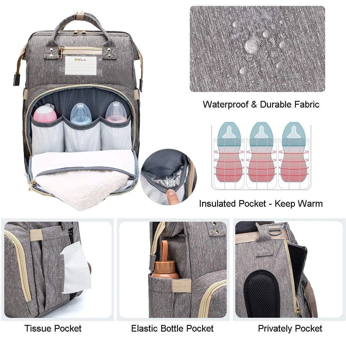 NYC - Easy Travel (Changing Station    Portable Folding Crib) Diaper Bag Backpack