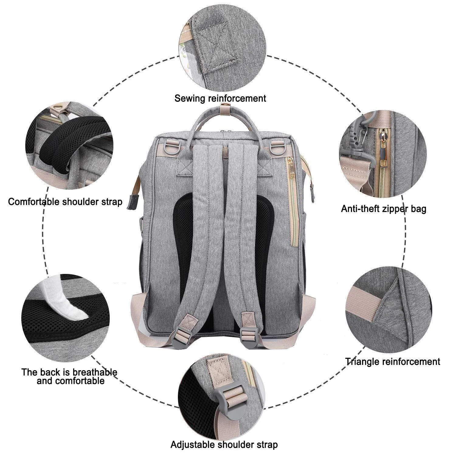 NYC - Easy Travel (Changing Station    Portable Folding Crib) Diaper Bag Backpack