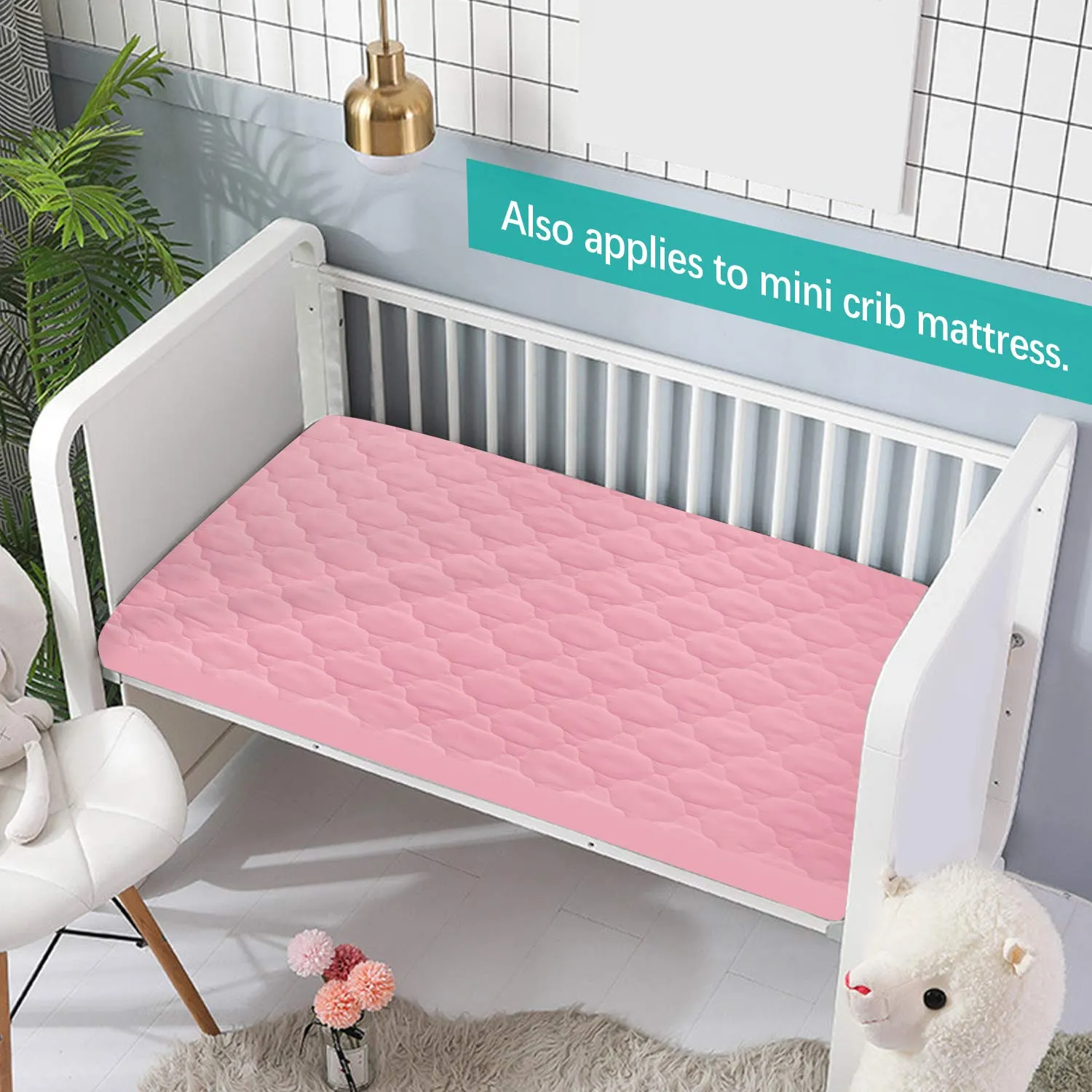 Pack N Play Mattress Pad Cover/ Protector - 2 Pack, Ultra Soft Microfiber, Waterproof, Pink (for Standard Playpen/ Mini Crib)