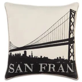 Passport Hand-Painted San Francisco Skyline Throw Pillow Cover 22x22