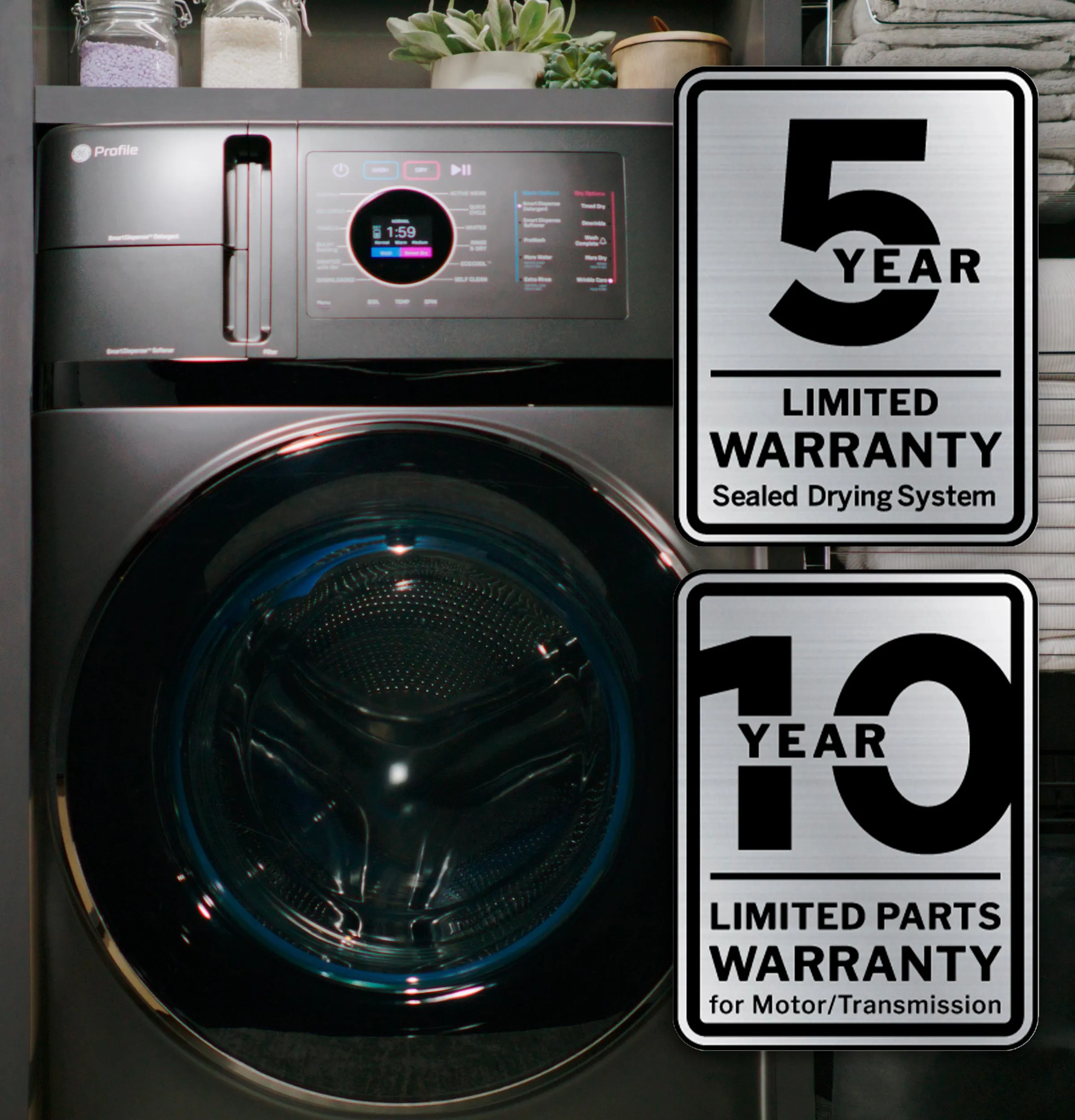 PFQ97HSPVDS GE Profile™ ENERGY STAR® 4.8 cu. ft. Capacity UltraFast Combo with Ventless Inverter Heat Pump Technology Washer/Dryer