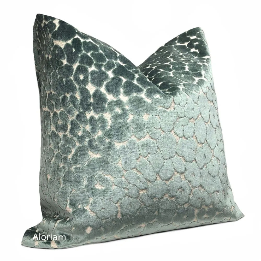 Phoebe Mineral Green Leopard Velvet Pillow Cover