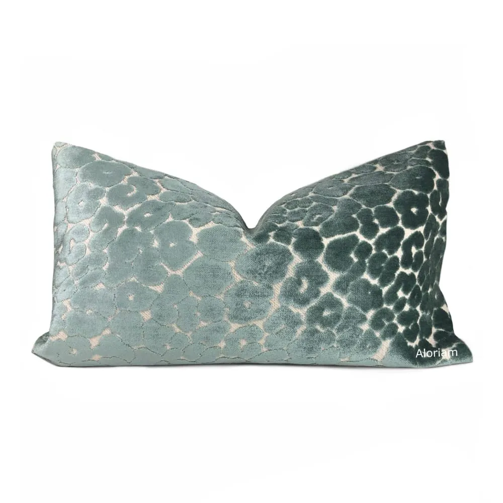 Phoebe Mineral Green Leopard Velvet Pillow Cover