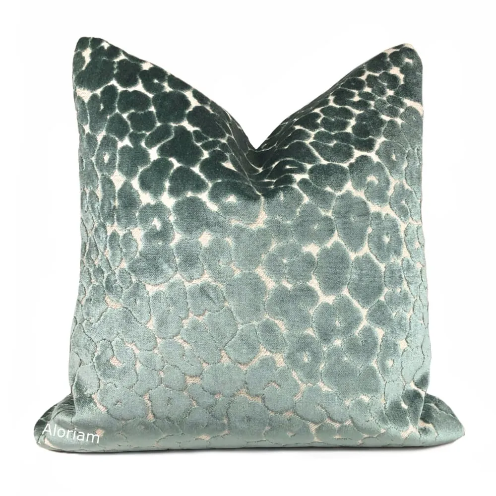 Phoebe Mineral Green Leopard Velvet Pillow Cover