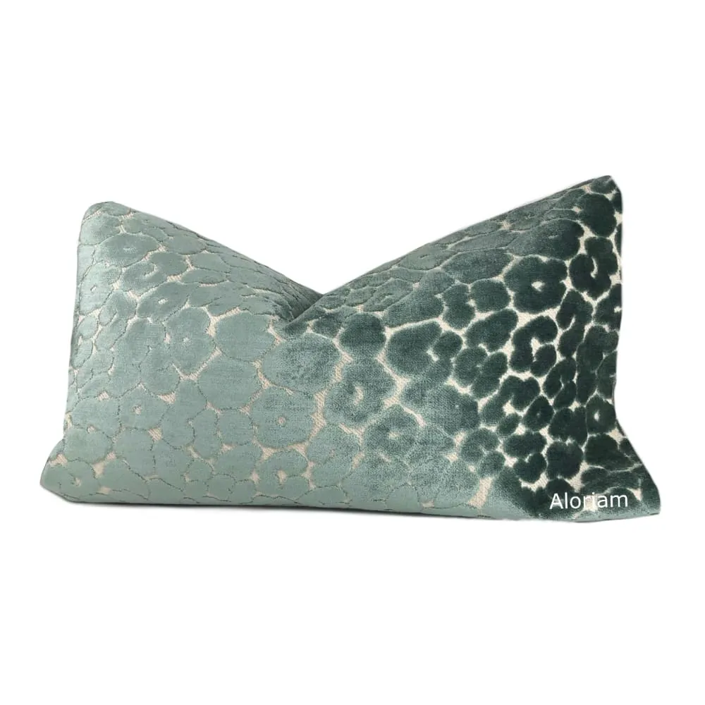 Phoebe Mineral Green Leopard Velvet Pillow Cover