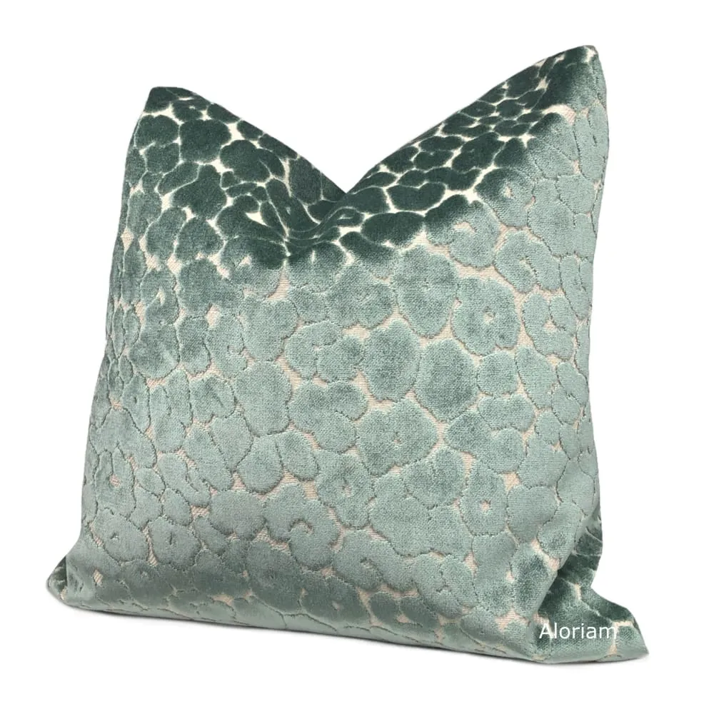 Phoebe Mineral Green Leopard Velvet Pillow Cover