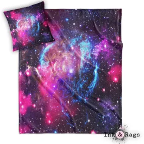 Pink Galaxy Decorative Throw and Pillow Cover Set