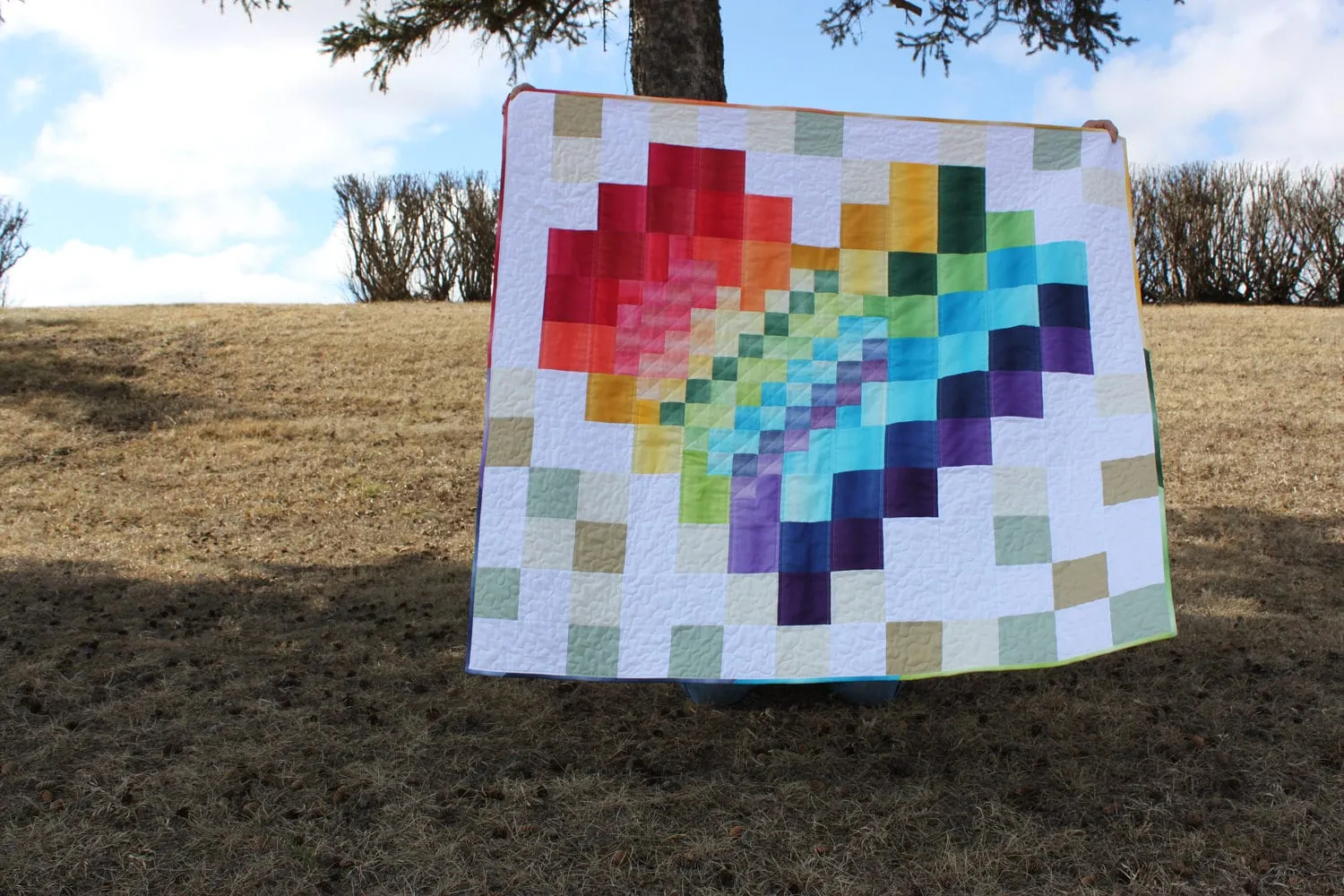 Pixel Heart in a Pixel Heart Quilt Pattern, Beginner Charm Square Quilt, Modern Quilt Pattern