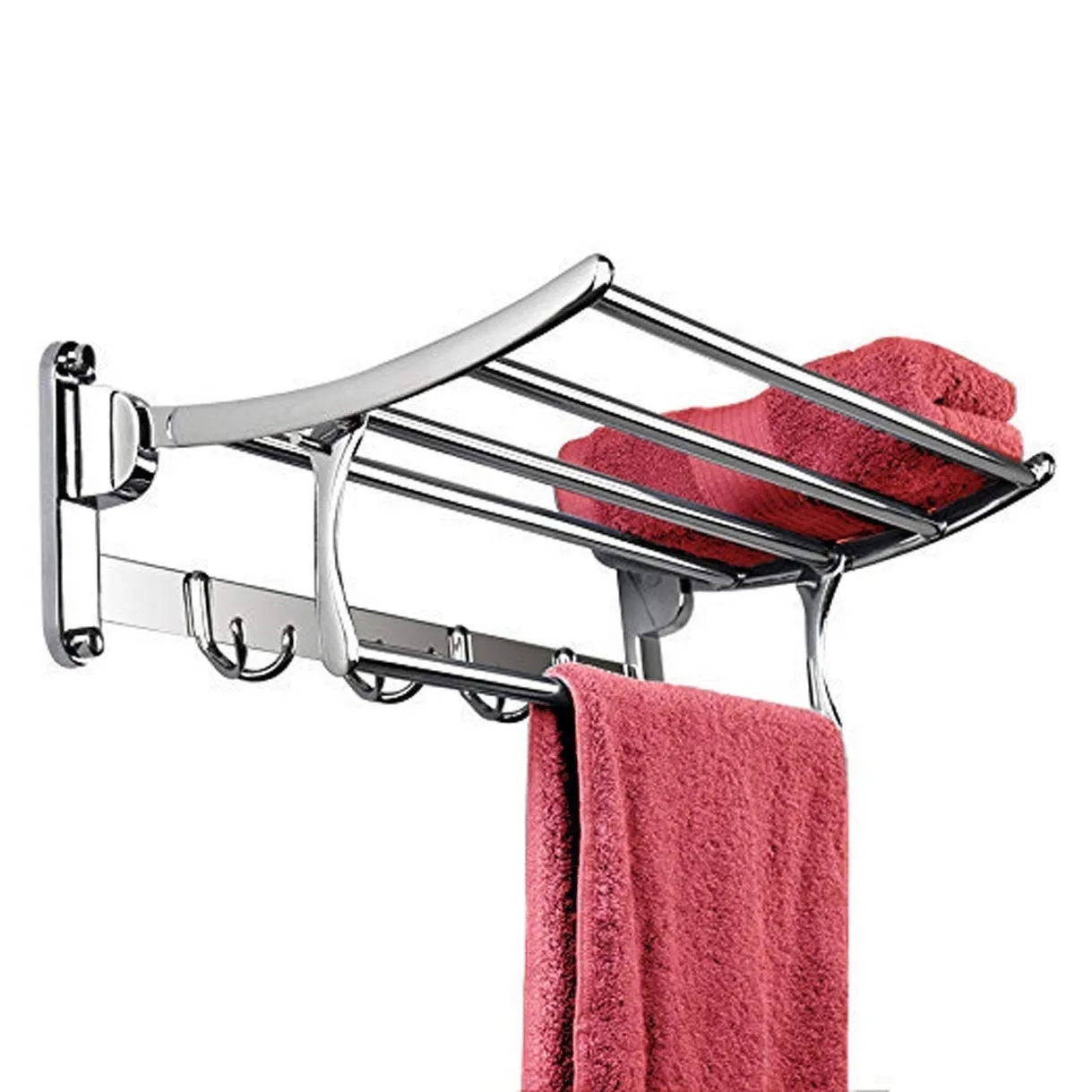 Plantex Stainless Steel Folding Towel Rack/Towel Stand/Hanger (1.5 Feet) Royal Bathroom Accessories Set/Napkin Ring/Tumbler Holder/Soap Dish