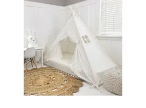 Play Tent Canopy Bed in Cream Canvas with Doors