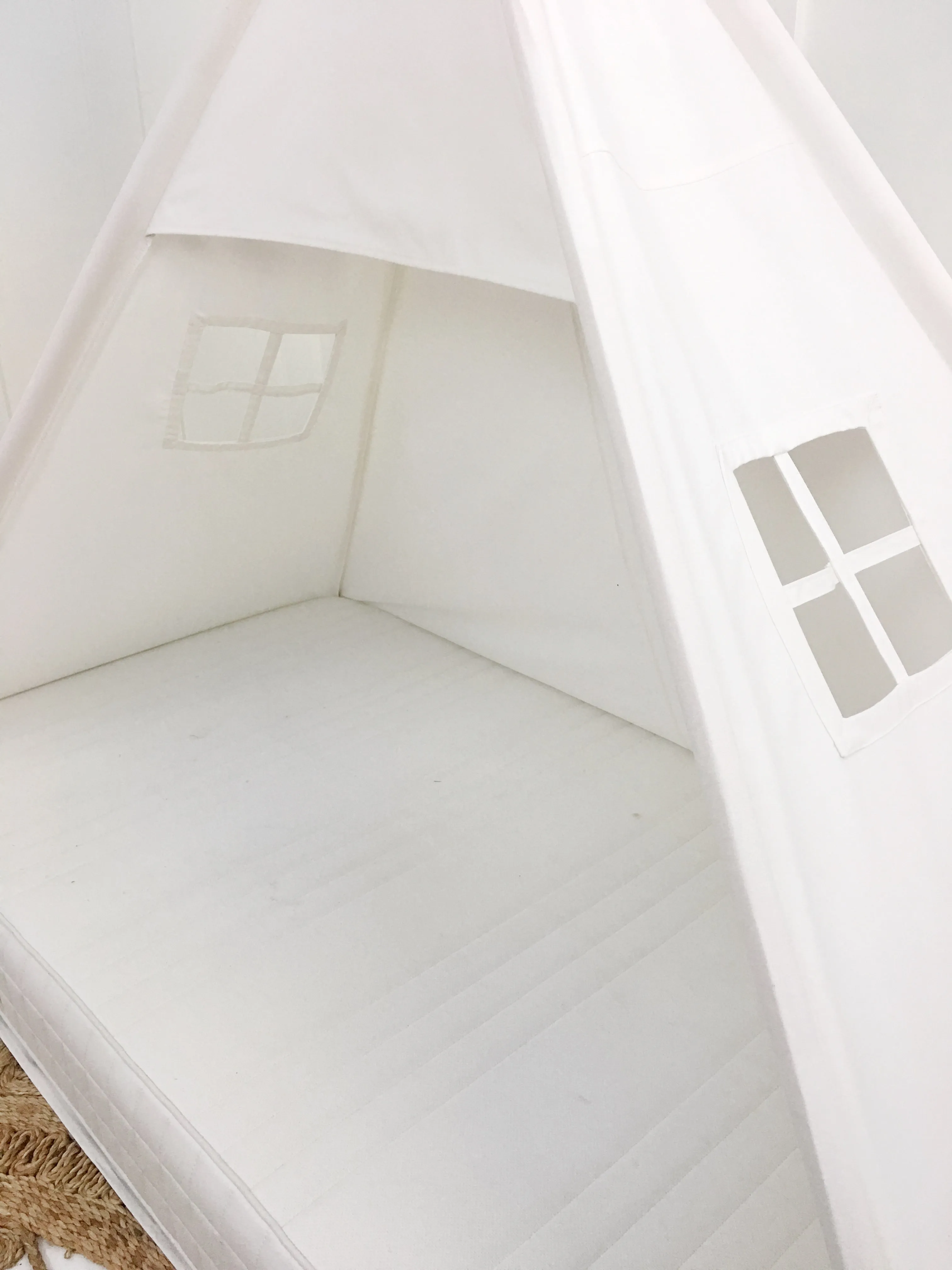 Play Tent Canopy Bed in White Cotton Canvas