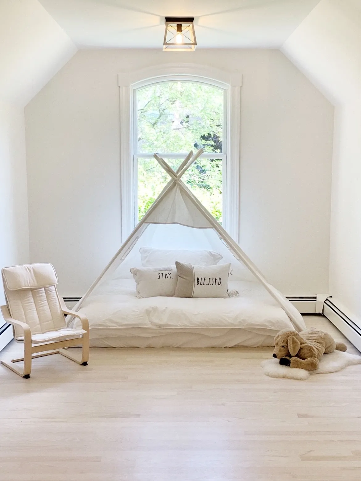 Play Tent Canopy Bed in White Cotton Canvas