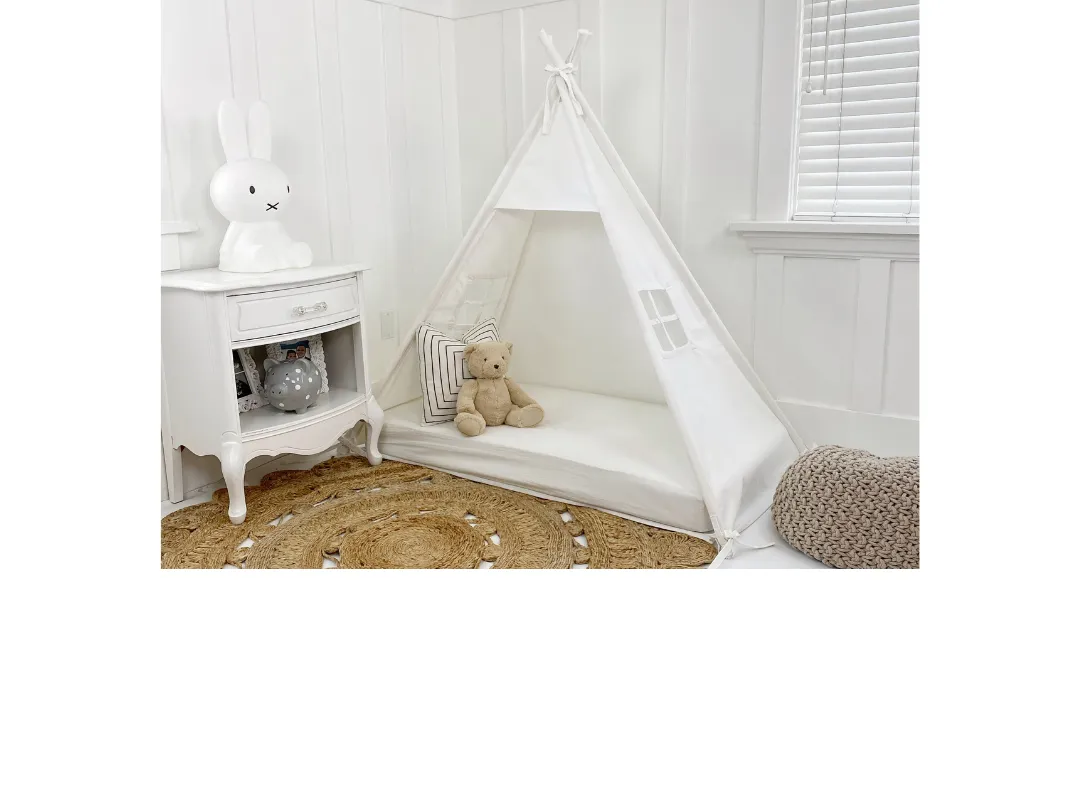 Play Tent Canopy Bed in White Cotton Canvas