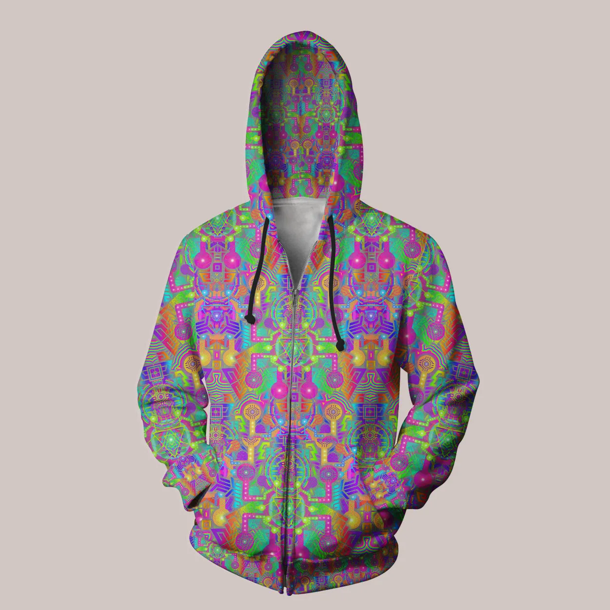 Psychedelic Hoodie (UV/RGB, Eco-Friendly, Unisex, Zip-Up) | BLEEP BLOOP