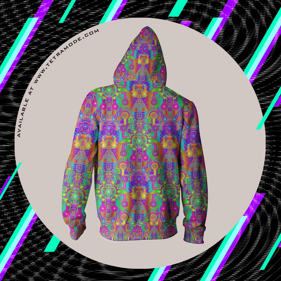 Psychedelic Hoodie (UV/RGB, Eco-Friendly, Unisex, Zip-Up) | BLEEP BLOOP