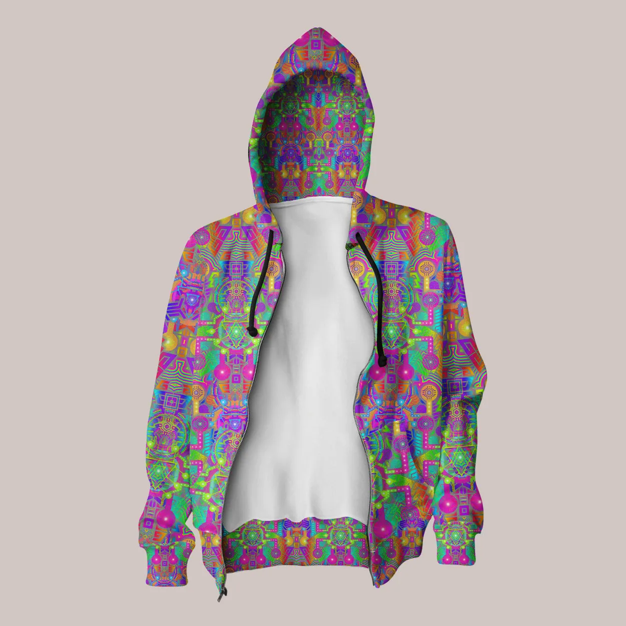 Psychedelic Hoodie (UV/RGB, Eco-Friendly, Unisex, Zip-Up) | BLEEP BLOOP