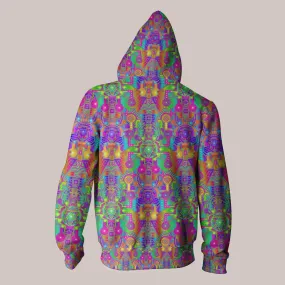 Psychedelic Hoodie (UV/RGB, Eco-Friendly, Unisex, Zip-Up) | BLEEP BLOOP