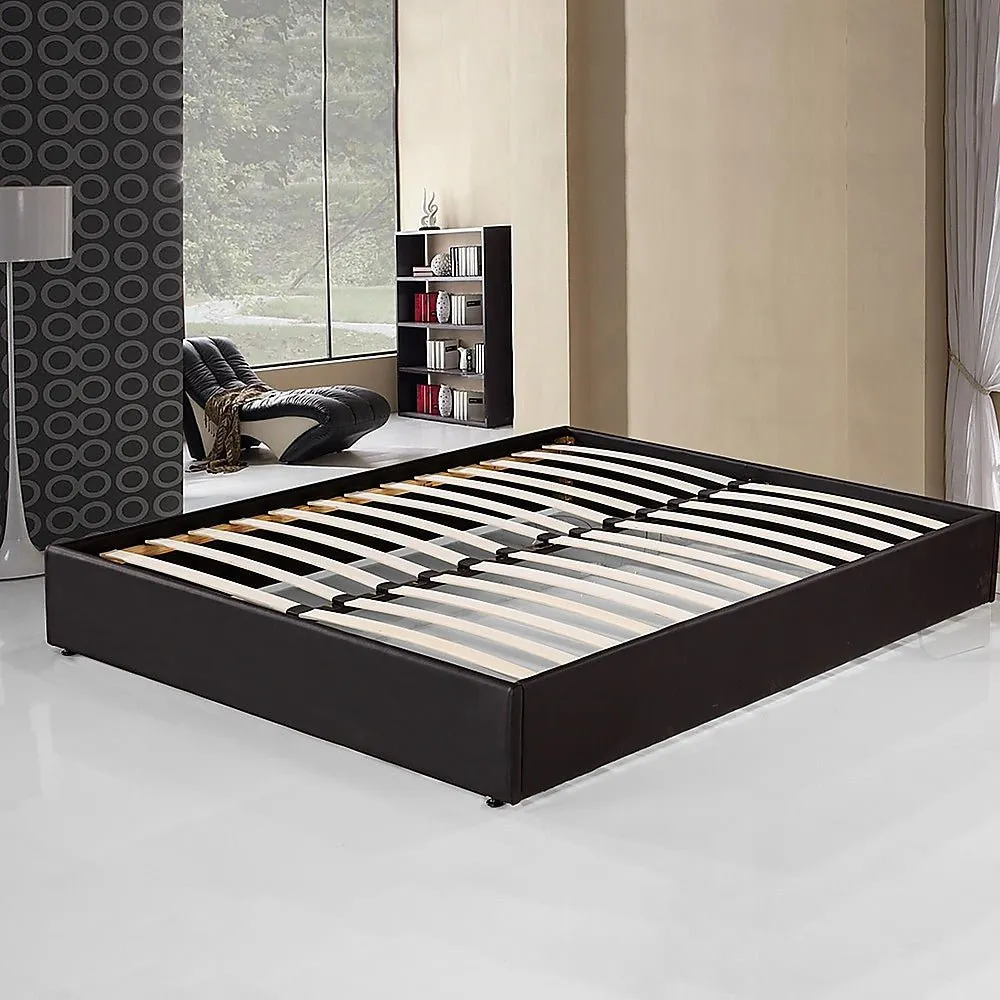 PU Leather Ensemble Queen Bed Frame Black